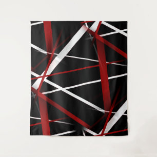 Moderne Lijn Stedelijke Geometrie Zwart Wit Rood Wandkleed