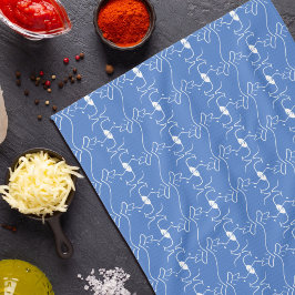 Moderne Lijn Tekening Hond Blauw Witte Keuken Hand Theedoek