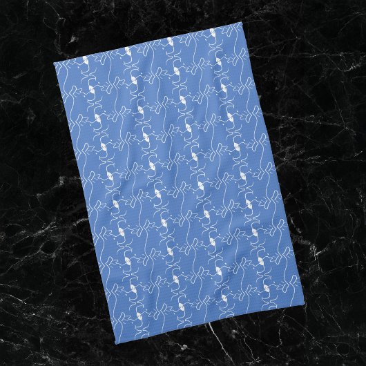 Moderne Lijn Tekening Hond Blauw Witte Keuken Hand Theedoek