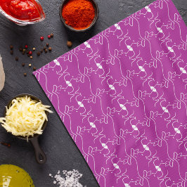 Moderne Lijn Tekening Hond Roze Witte Keuken Handd Theedoek