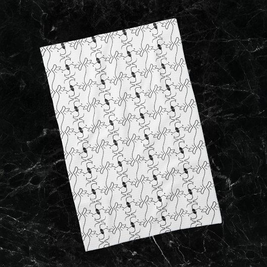 Moderne Lijn Tekening Hond Zwart Wit Keuken Handdo Theedoek