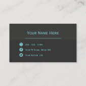 Moderne lijnen Aqua en Houtskool met QR-code Visitekaartje (Achterkant)