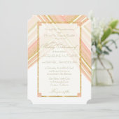 Moderne lijnen Art Deco Blush Goud Glitter Bruilof Kaart (Staand voorkant)