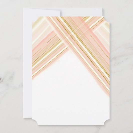 Moderne lijnen Art Deco Blush Goud Glitter Bruilof Kaart (Achterkant)