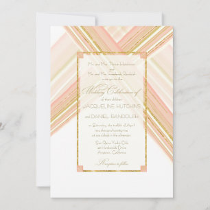 Moderne lijnen Art Deco Faux Gold Glitter Bruiloft Kaart