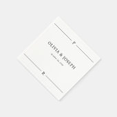 Moderne Lijnen en Monogram Zwart-wit Bruiloft Servet (Hoek)