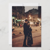 Moderne lijnen en monogram zwarte QR-code en foto Save The Date (Achterkant)