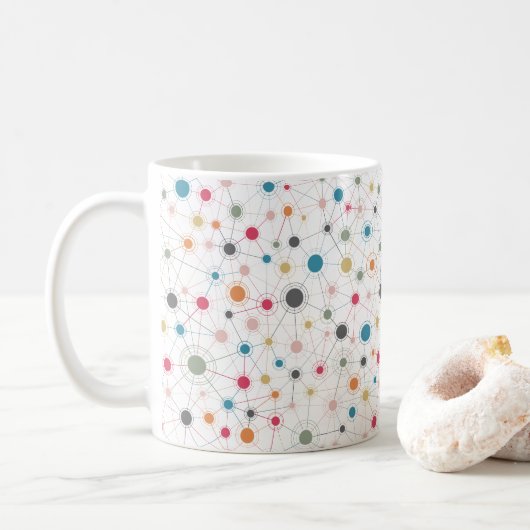 Moderne lijnen en stippen koffiemok (Met donut)