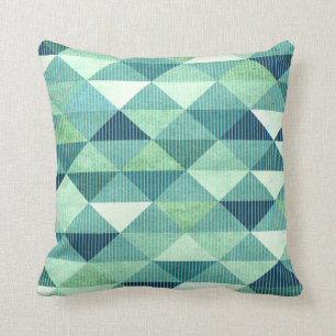 Moderne lijnen geometrisch   blauwgroen kussen