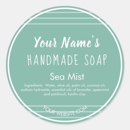 Moderne lijnen handgemaakte zeeplabels rond Aangep Ronde Sticker (Voorkant)