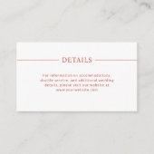 Moderne lijnen | Poppy rood en wit bruiloft detail Informatiekaartje (Voorkant)