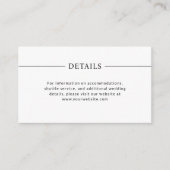 Moderne lijnen | Zwart en wit bruiloft details Informatiekaartje (Voorkant)