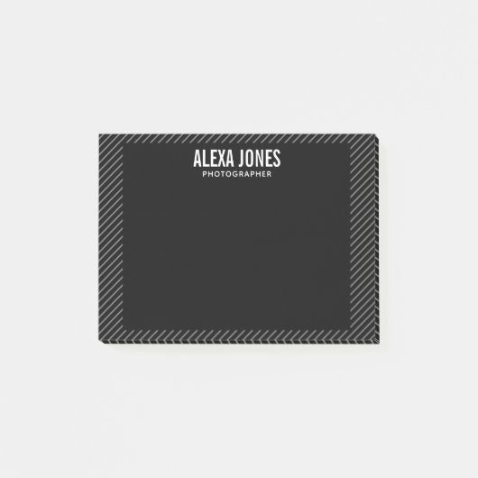 Moderne lijnen zwart post-it® notes (Voorkant)