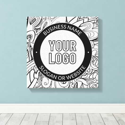 Moderne lijnillustraties en uw Logo met bewerkbare Canvas Afdruk (Insitu (Houten vloer))