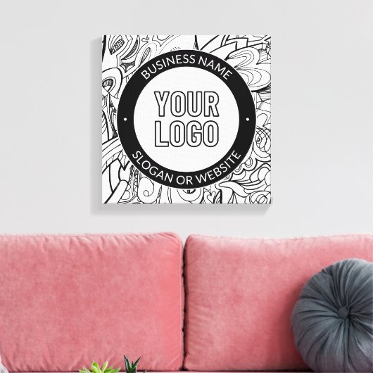 Moderne lijnillustraties en uw Logo met bewerkbare Canvas Afdruk (Insitu (Woonkamer))