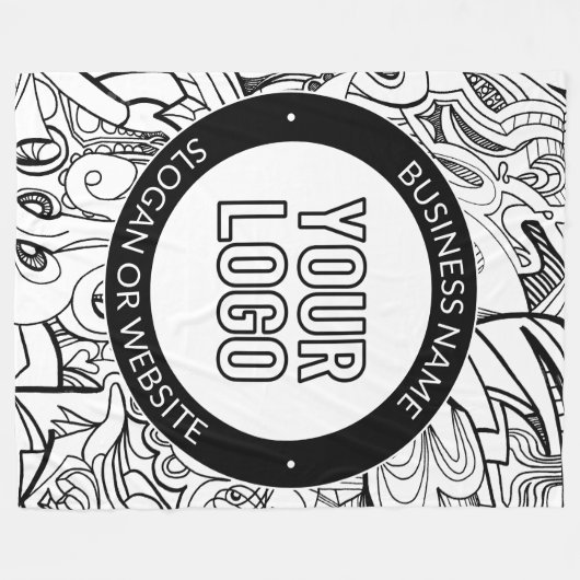 Moderne lijnillustraties en uw Logo met bewerkbare Fleece Deken (Voorkant (Horizontaal))