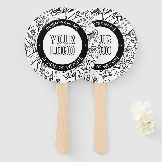 Moderne lijnillustraties en uw Logo met bewerkbare Handwaaier (Voorkant en achterkant)