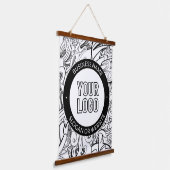 Moderne lijnillustraties en uw Logo met bewerkbare Hangend Wandkleed (Gebogen)