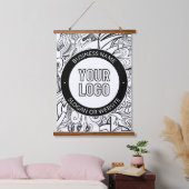 Moderne lijnillustraties en uw Logo met bewerkbare Hangend Wandkleed (Slaapkamer)