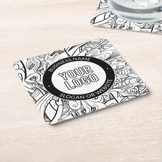 Moderne lijnillustraties en uw Logo met bewerkbare Kartonnen Onderzetters (Schuin)