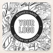 Moderne lijnillustraties en uw Logo met bewerkbare Kartonnen Onderzetters (Voorkant)