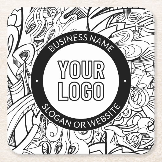 Moderne lijnillustraties en uw Logo met bewerkbare Kartonnen Onderzetters (Voorkant)