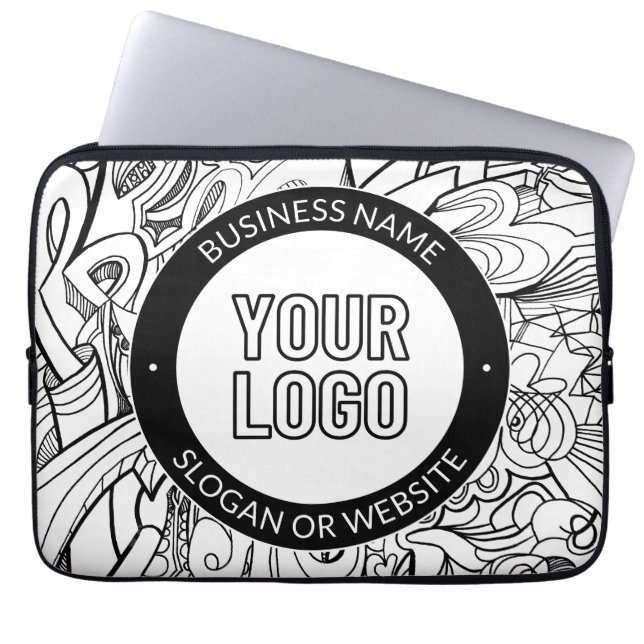 Moderne lijnillustraties en uw Logo met bewerkbare Laptop Sleeve (Voorkant)