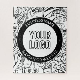 Moderne lijnillustraties en uw Logo met bewerkbare Legpuzzel