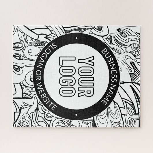 Moderne lijnillustraties en uw Logo met bewerkbare Legpuzzel (Horizontaal)