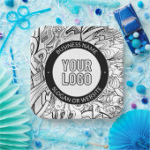 Moderne lijnillustraties en uw Logo met bewerkbare Papieren Bordje (Feest)