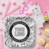 Moderne lijnillustraties en uw Logo met bewerkbare Papieren Bordje (Feest)