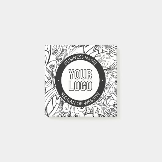 Moderne lijnillustraties en uw Logo met bewerkbare Post-it® Notes (Voorkant)