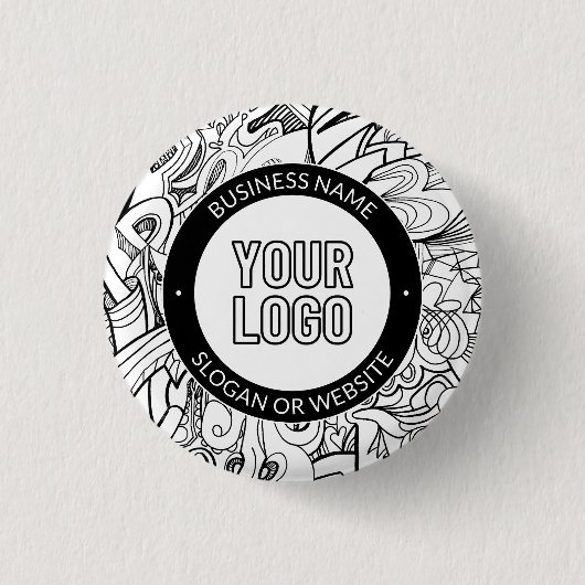 Moderne lijnillustraties en uw Logo met bewerkbare Ronde Button 3,2 Cm (Voorkant)