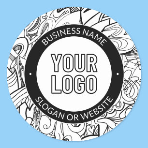 Moderne lijnillustraties en uw Logo met bewerkbare Ronde Sticker