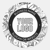 Moderne lijnillustraties en uw Logo met bewerkbare Ronde Sticker (Voorkant)