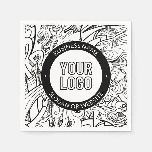 Moderne lijnillustraties en uw Logo met bewerkbare Servet (Voorkant)