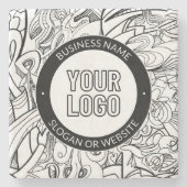 Moderne lijnillustraties en uw Logo met bewerkbare Stenen Onderzetter (Voorkant)