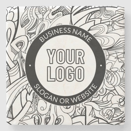 Moderne lijnillustraties en uw Logo met bewerkbare Stenen Onderzetter (Voorkant)