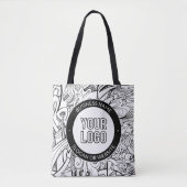 Moderne lijnillustraties en uw Logo met bewerkbare Tote Bag (Voorkant)