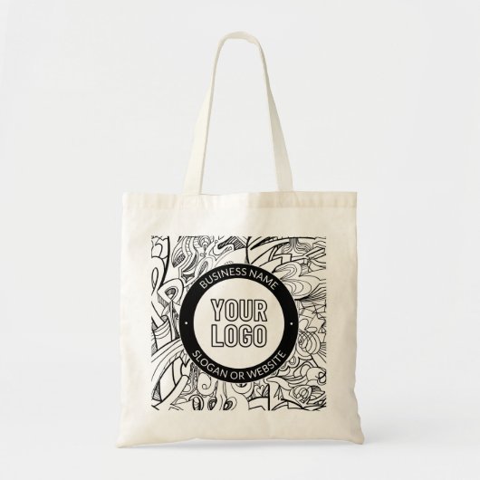 Moderne lijnillustraties en uw Logo met bewerkbare Tote Bag (Voorkant)