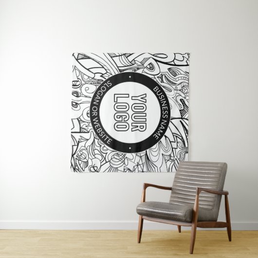 Moderne lijnillustraties en uw Logo met bewerkbare Wandkleed (In Situ (horizontaal))