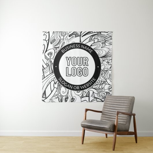 Moderne lijnillustraties en uw Logo met bewerkbare Wandkleed (In situ)