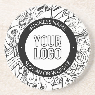 Moderne lijnillustraties en uw Logo met bewerkbare Zandsteen Onderzetter