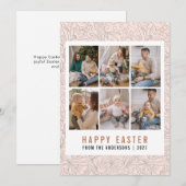 Moderne Lijnkunst Bloemige Gelukkig Pasen 6 Foto Feestdagenkaart (Voorkant / Achterkant)