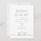 Moderne lijnkunst, geloofde ze afstudeerfeest kaart (Voorkant)