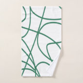 Moderne lijnkunst: Groen op Wit Bad Handdoek (Handdoek)