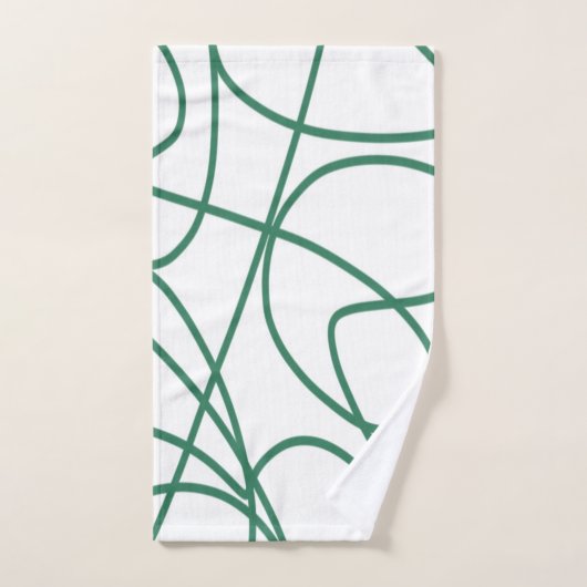 Moderne lijnkunst: Groen op Wit Bad Handdoek (Handdoek)