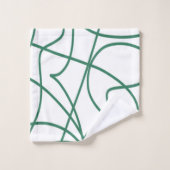 Moderne lijnkunst: Groen op Wit Bad Handdoek (Wasdoekje)