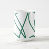 Moderne lijnkunst: Groen op Wit Koffiemok (Center)