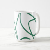 Moderne lijnkunst: Groen op Wit Koffiemok (Voorkant rechts)